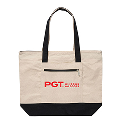 COTTON CANVAS ZIPPERED TOTE BAG